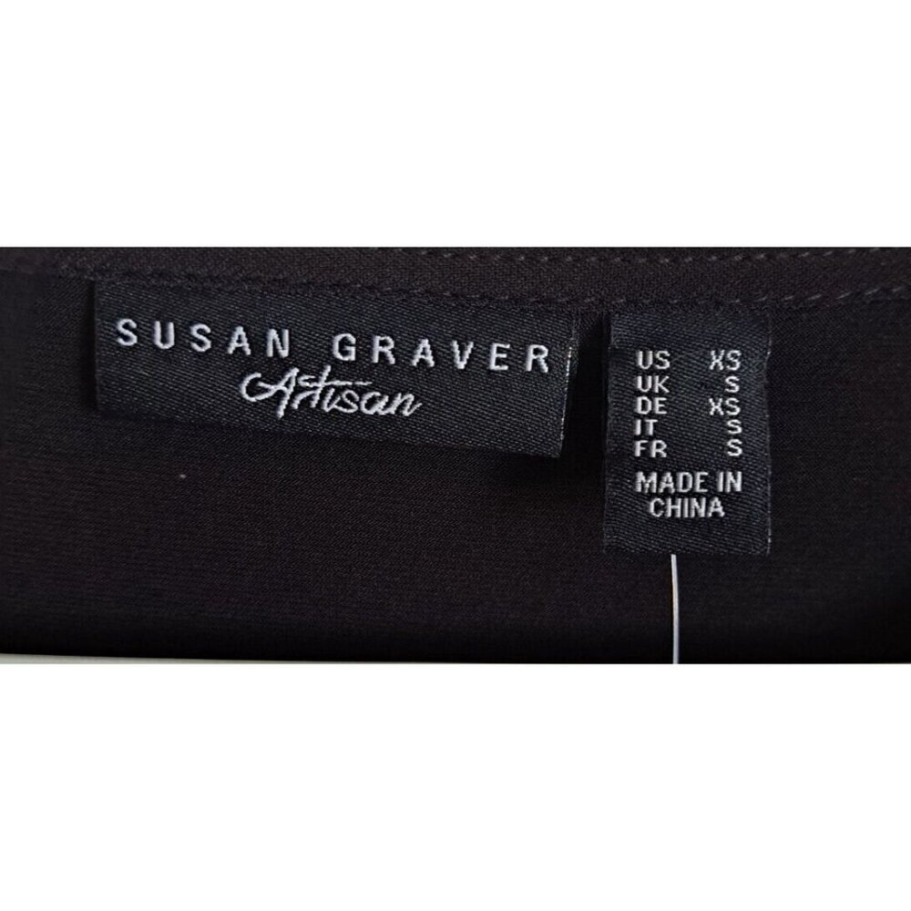 Susan Graver Artisan Woman's XS Black Long Sleeve Tunic Rhinestones New w/Tags - Picture 3 of 7